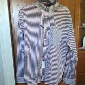 Tommy Hilfiger Red and White Striped Casual Shirt